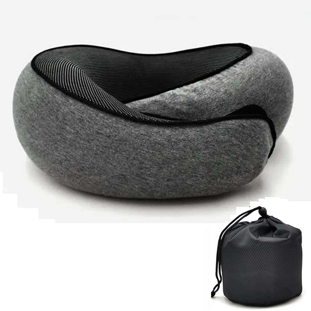 Almohada de viaje en forma de U de espuma viscoelástica, estilo caracol, soporte para el cuello, portátil, ajustable, suave, para siesta, almohadas para dormir