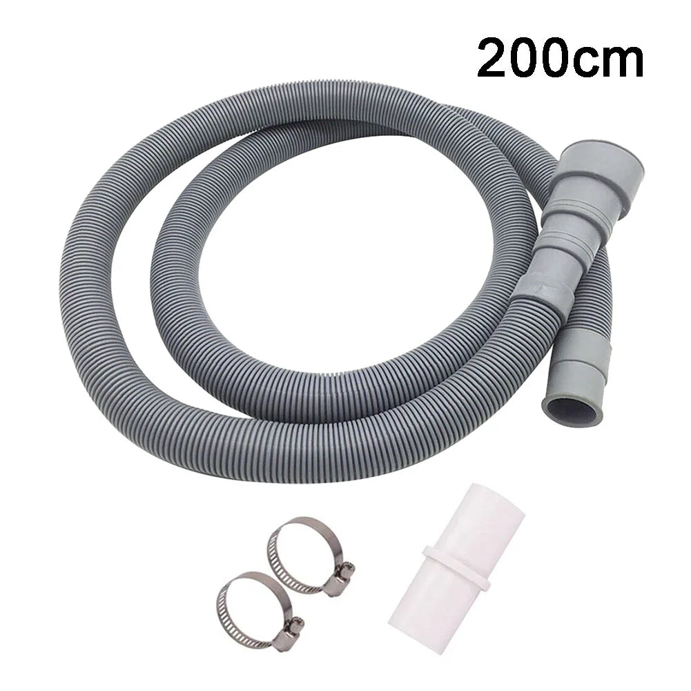 Washing Machine and Dishwasher Drain Hose, 70/150/200cm, Extension Hose with Clamps, Washing Machine Accessory Kit