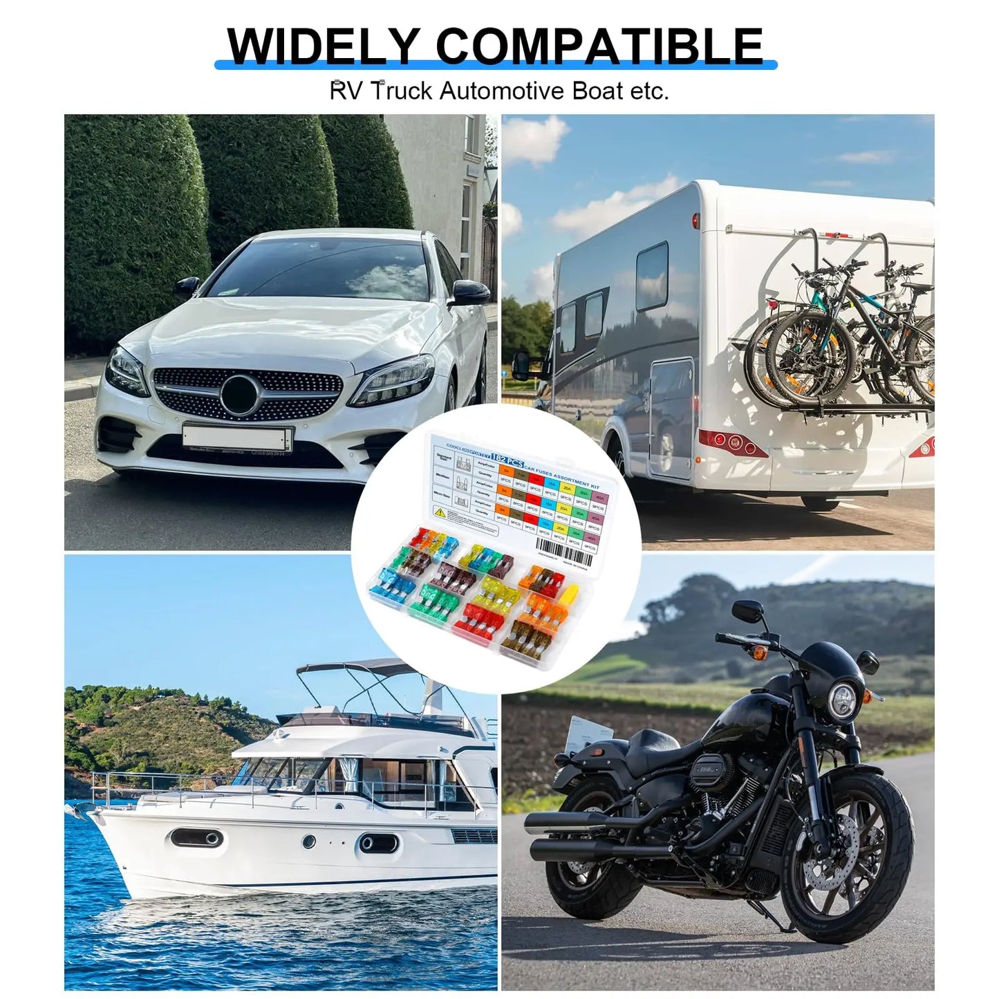 Kit surtido de fusibles de cuchilla para coche, 300/180/120 piezas, para camión automotriz, fusible mixto mediano y pequeño para circuito de motocicleta con caja