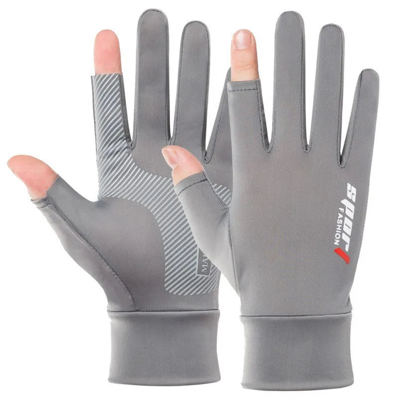 Gants de pêche en soie glacée pour printemps et été, Protection solaire pour hommes et femmes, randonnée, cyclisme, Camping, écran tactile antidérapant, élastique