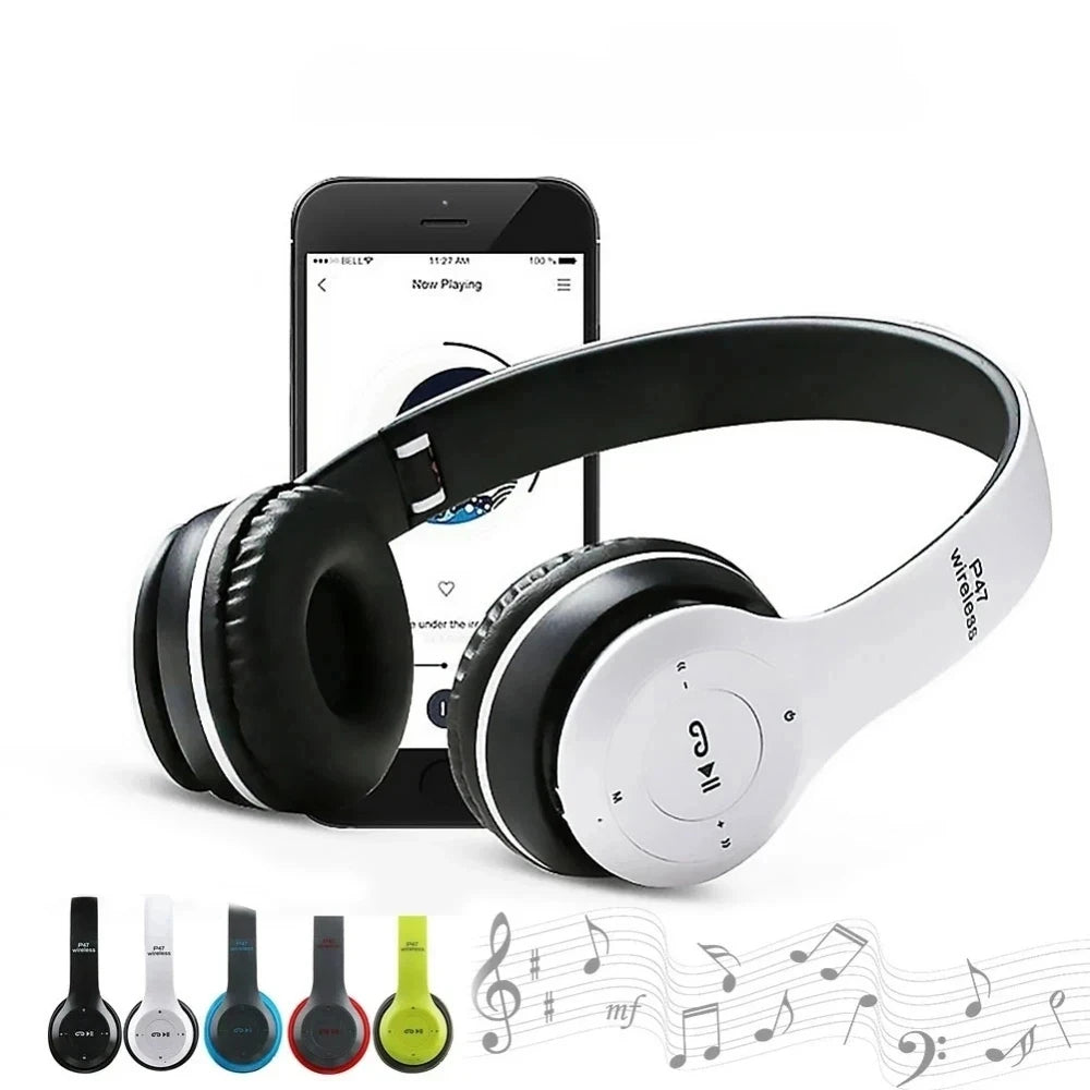 Auriculares inalámbricos P47 Bluetooth 5.0, cascos plegables, estéreo de alta fidelidad con bajos para música, juegos, para niños y niñas, para smartphone