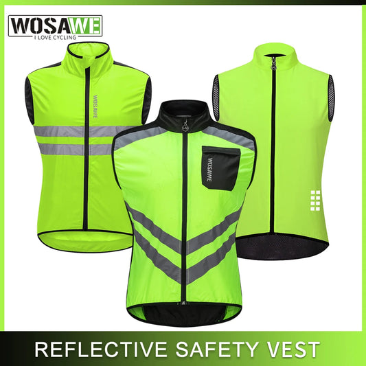WOSAWE Ciclismo Noche Chalecos de Seguridad Hombres sin Mangas Chaleco Deportivo Ropa Ciclismo Maillot Chaleco MTB Ropa de Ciclismo de Carretera Ropa de Ciclismo