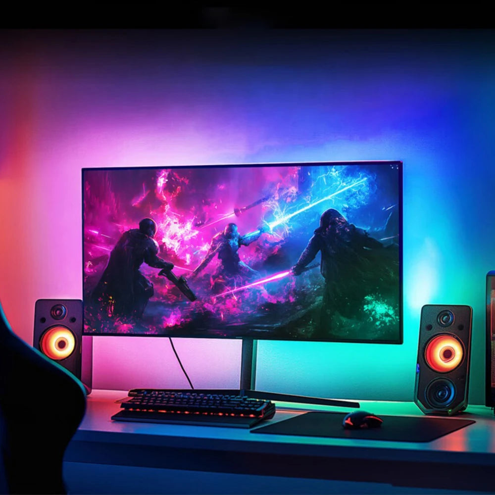 Bande lumineuse LED RGB pour synchronisation d'ambiance de jeu, affichage de moniteur d'ordinateur, rétro-éclairage, lumière de ramassage de couleur, décor intelligent de salle de jeu