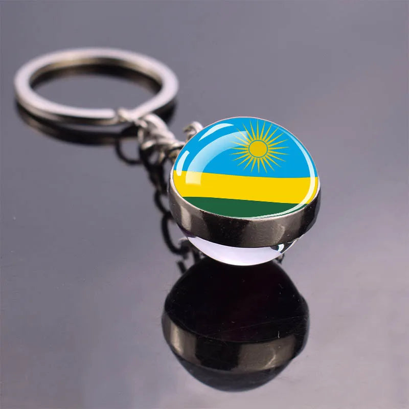 Porte-clés drapeau africain, algérie, somalie, tunisie, maroc, egypte, drapeau National, pendentif boule de verre Double face, cadeau