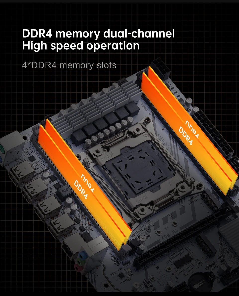 QIYIDA X99 Kit de carte mère LGA2011-3 Xeon E5 2680 V4 DDR4 16GB (2x8gb) PC4 SATA PCI16x3.0 NVME M.2 ordinateur de jeu