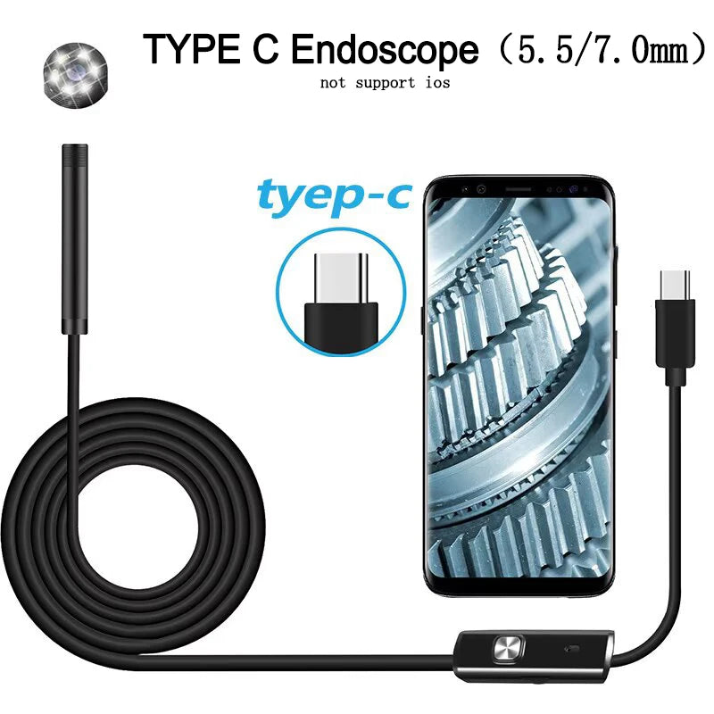 Caméra Endoscopique TYPE-C 5,5MM 7MM — 6 LED USB Android PC Inspection Flexible