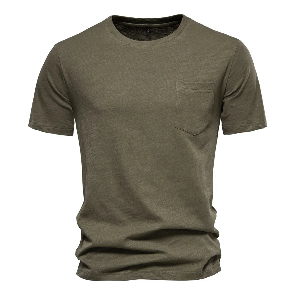 100% coton hommes T-shirt décontracté doux Fitness été mince T-shirts hommes vêtements de maison col rond à manches courtes solide T-shirt pour hommes