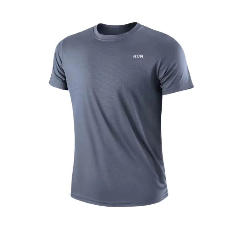 Camiseta de manga corta para hombre, de secado rápido, que absorbe la humedad, cuello redondo, para ejercicio, entrenamiento, deportes, gimnasio, correr, ligera en Y