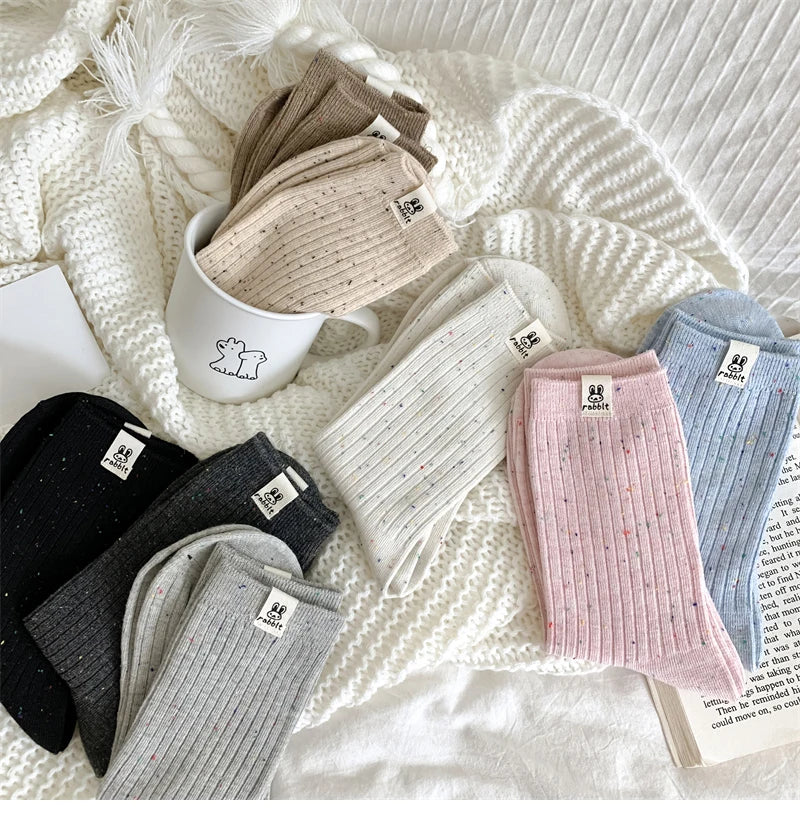 Chaussettes Carillon Respirantes Femme — Dessin Animé, Style Coréen, Décontractées, Douces
