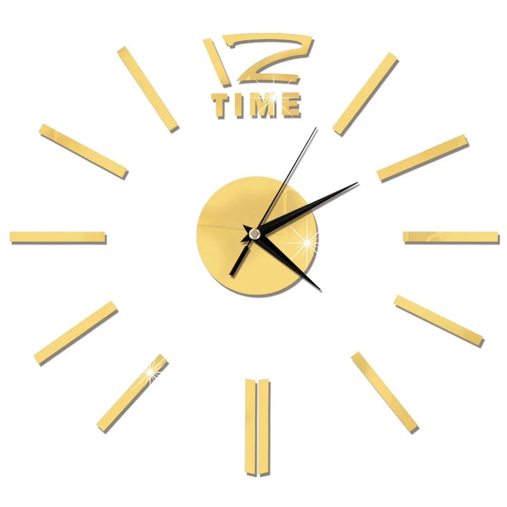 Creative Frameless Wall Clock, Silent Wall Sticker for Home, Acrylic Mirror Sticker, Wall Decor for Living Room and Office, DIY