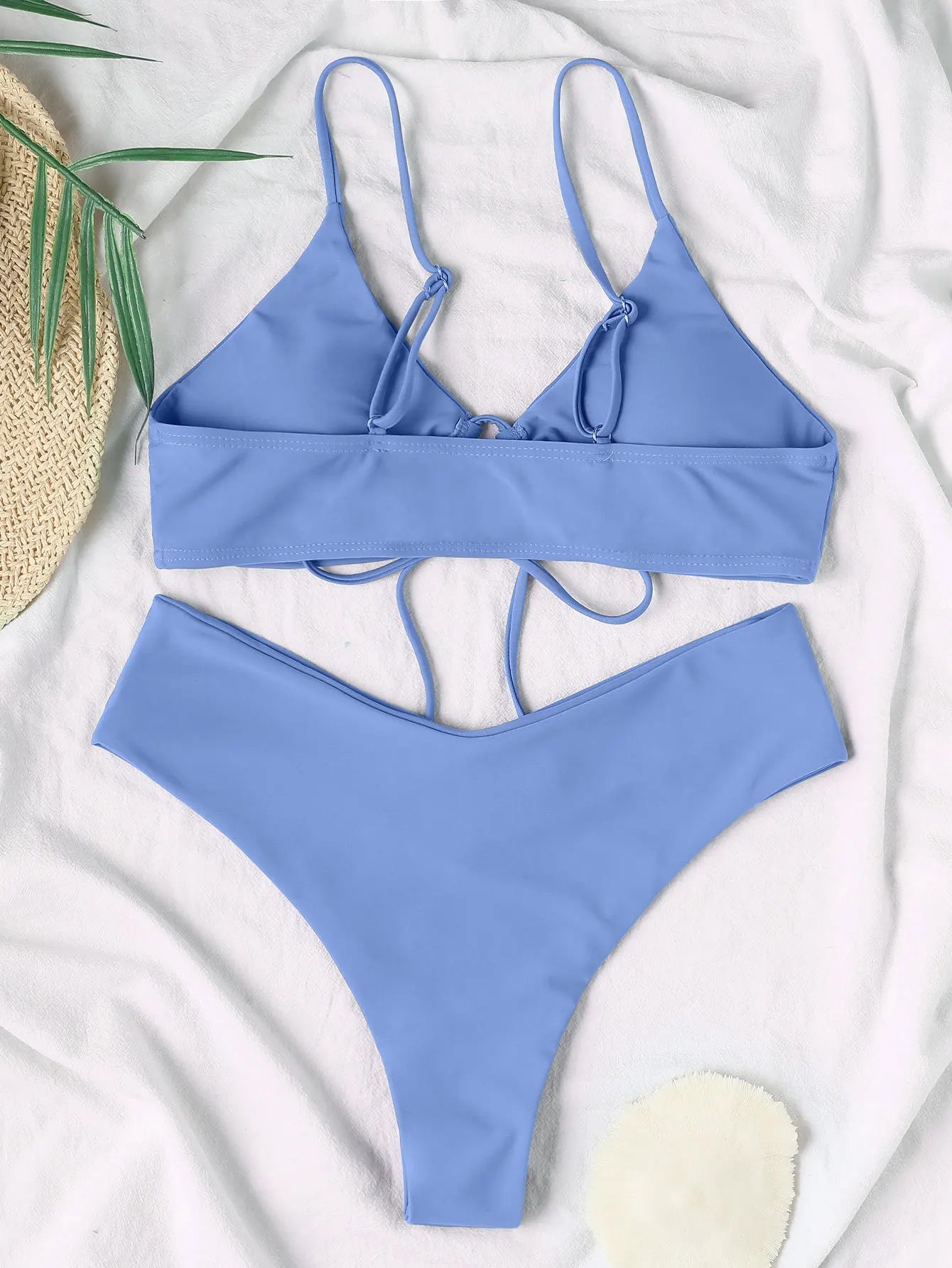 Nouveau ensemble de Bikini à haute élasticité pour 2025 été deux pièces couleur unie à lacets Sexy femmes maillot de bain plage maillot de bain maillots de bain