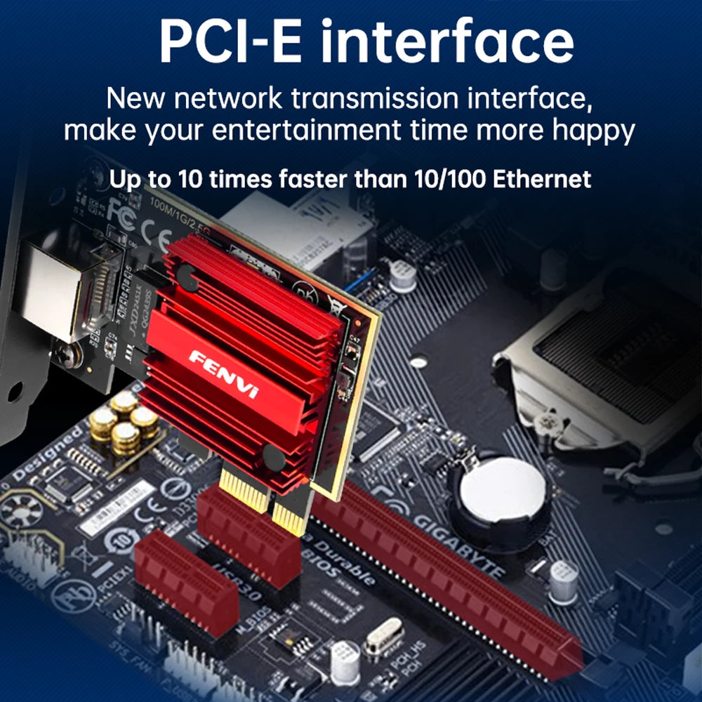 FENVI-Carte réseau 2.5G PCI-E vers RJ45, puce RTL8125B, 100/1000Mbps, 2.5Gbps, adaptateur de contrôleur LAN filaire Ethernet pour Win7/8/10/11