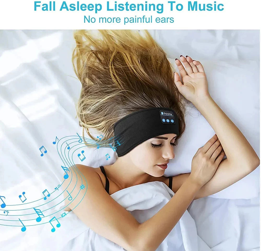 HUAWEISHI Auriculares deportivos Bluetooth 5.0 diadema elástica inalámbrica para dormir, máscara de ojos, auriculares inalámbricos, diadema