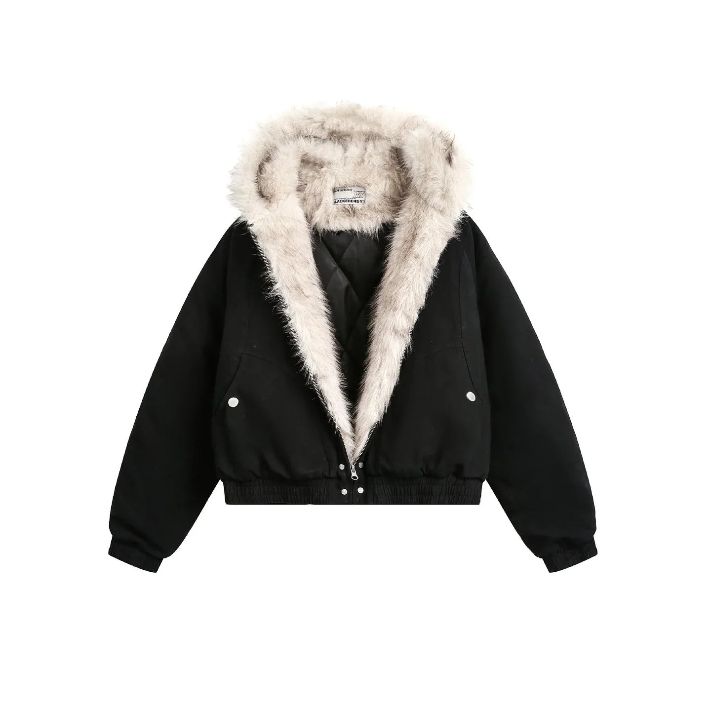Chaqueta de moto de cuero americano Harajuku para hombres y mujeres, chaqueta de felpa sencilla retro con cuello de piel, punk, cálida, nueva, adt
