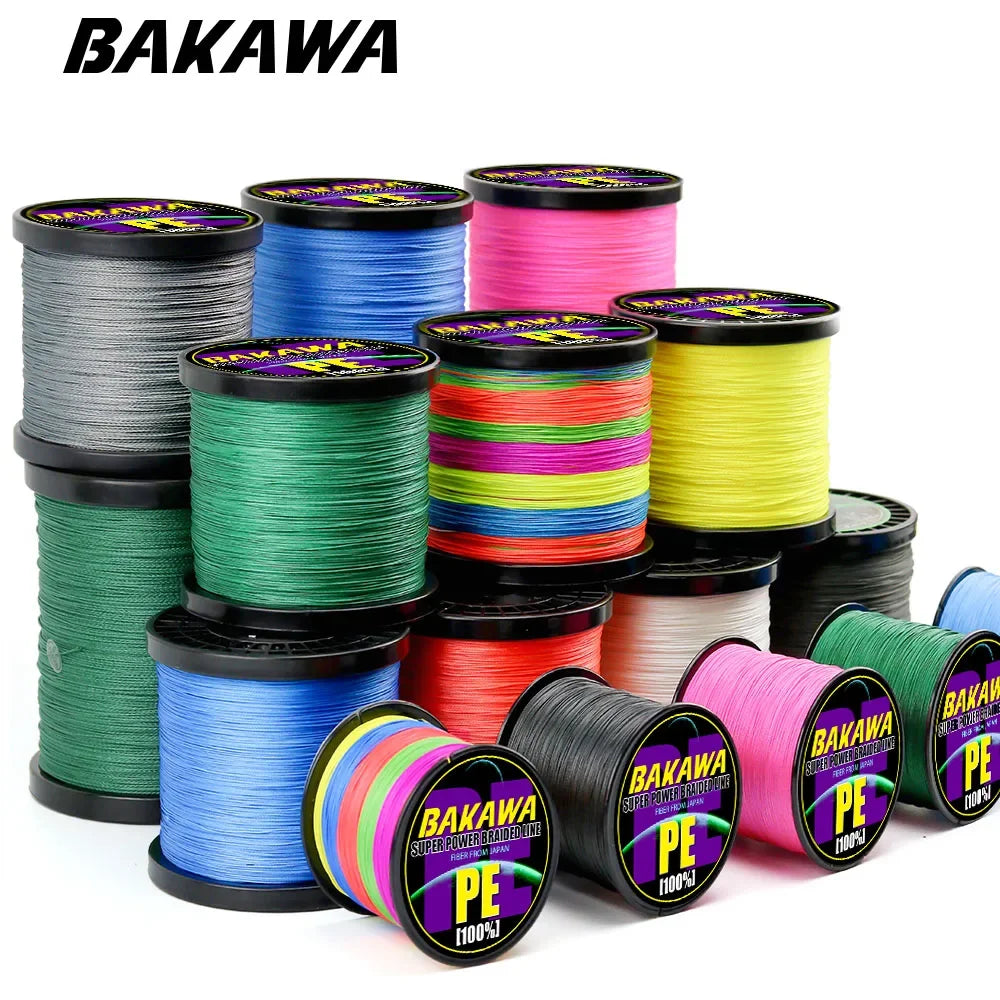 BAKAWA-Lignes de pêche tressées, Multimessieurs, Fil de carpe, Degré de conversion, PE, 4 brins, Japon, 100m, 300m, 500m, 1000m