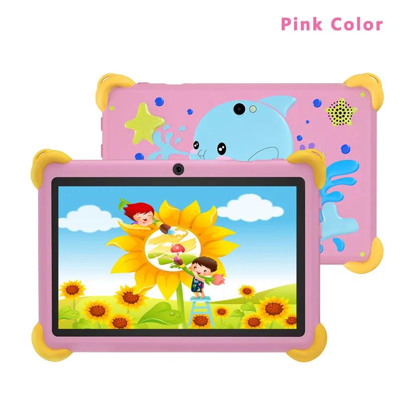 Tableta infantil de 7 pulgadas 5G con diseño de dibujos animados, PC de aprendizaje y educación Android con funda a prueba de niños, tableta de 4000 mAh