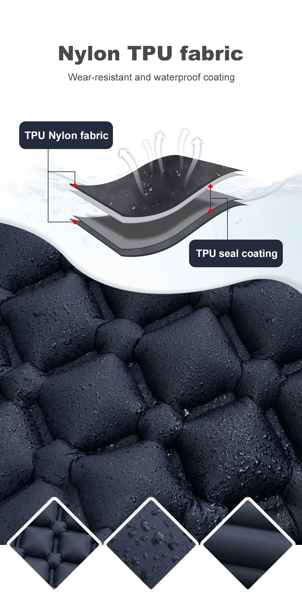 Camping en plein air Gonflable Matelas Couchage Pad Avec Oreillers Ultra Léger Air Mat Intégré Gonfleur Pompe Randonnée