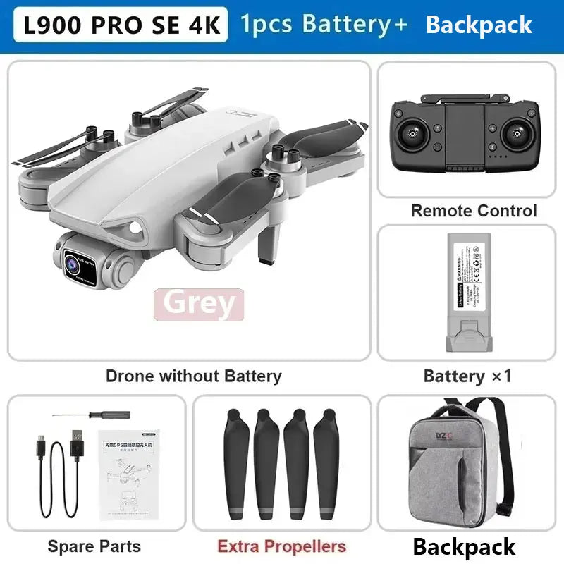 Drone GPS L900 Pro SE MAX 4K, doble cámara HD profesional 5G WIFI 360° Motor sin escobillas para evitar obstáculos Rc FPV Quadcopter Dron