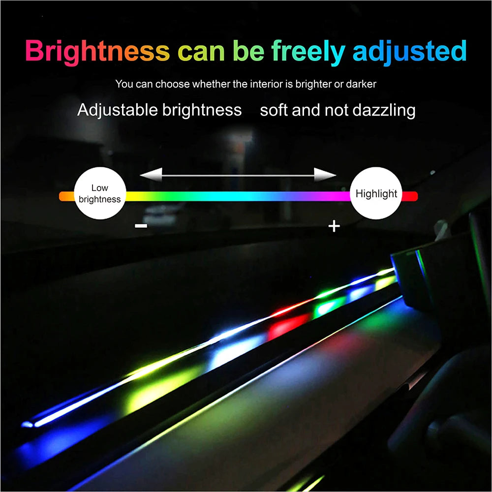 Lumières d'ambiance Led 18 en 1 pour voiture, symphonie, application Bluetooth, banderole de couleur RGB 214, bande acrylique ar