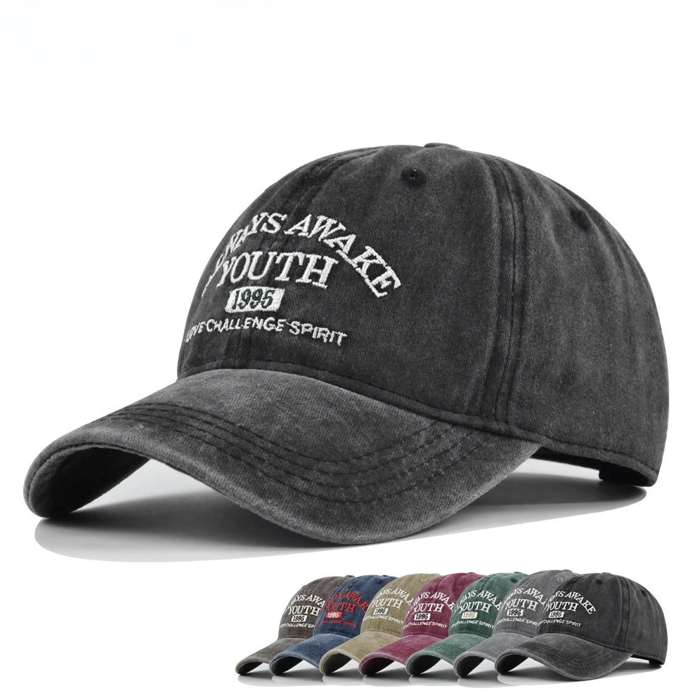Men Women Embroidered Letter Baseball Cap Vintage Fashion Solid Adjustable Outdoor Sports Snapback Hat Distressed Gorras