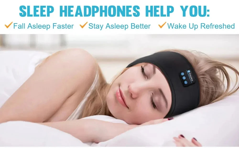 HUAWEISHI Auriculares deportivos Bluetooth 5.0 diadema elástica inalámbrica para dormir, máscara de ojos, auriculares inalámbricos, diadema