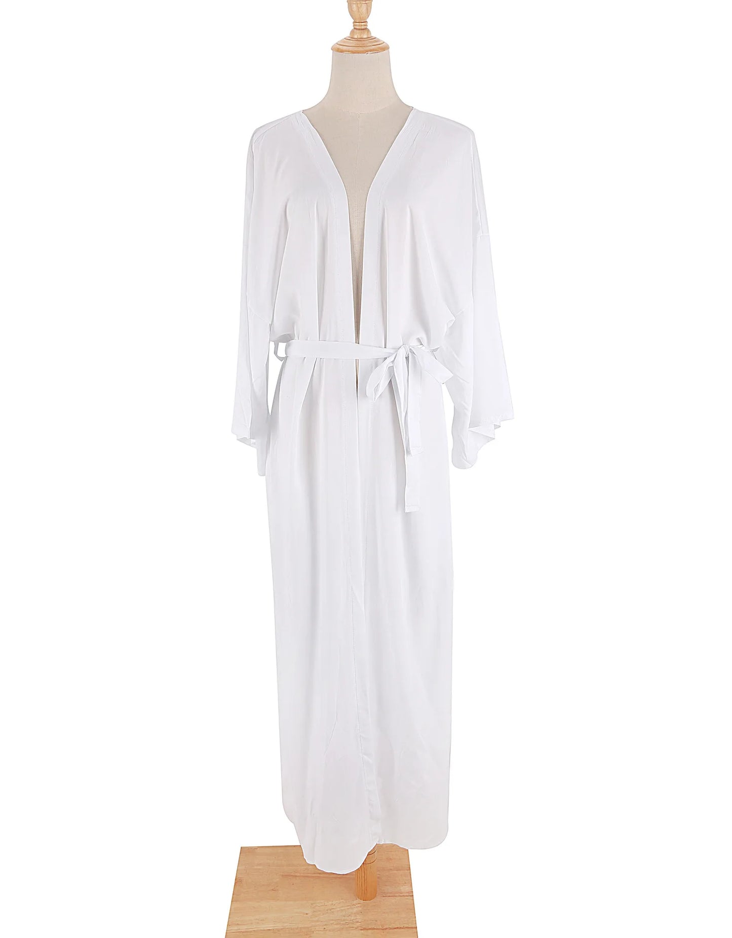 Robe de Plage Longue avec Ceinture pour Femme, Kimono Sexy, Cardigan d'Été, 5 Couleurs Unies