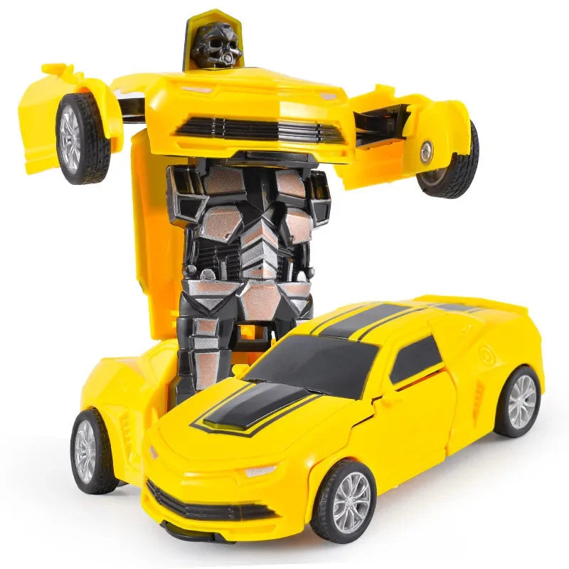Coche de juguete de cambio de forma de impacto inercial para niños, robot Autobot de cambio de forma con un solo botón, rompecabezas de cambio de forma, colisión
