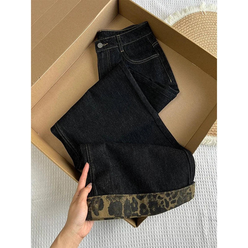 Women's Streetwear Jeans New Bottoms 2025 Women's High Waisted Vintage Straight Y2k Casual Chic Wide Leg Denim Pants