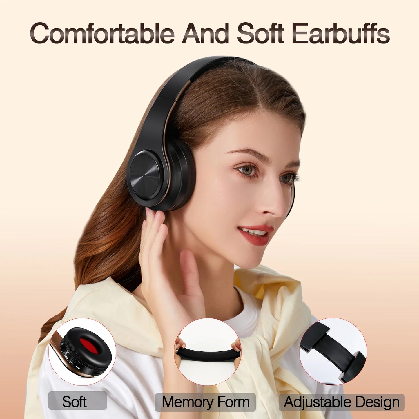 Auriculares inalámbricos Bluetooth para hombre, regalo dorado, auriculares estéreo, juego con micrófono incorporado, universales para Android e iOS