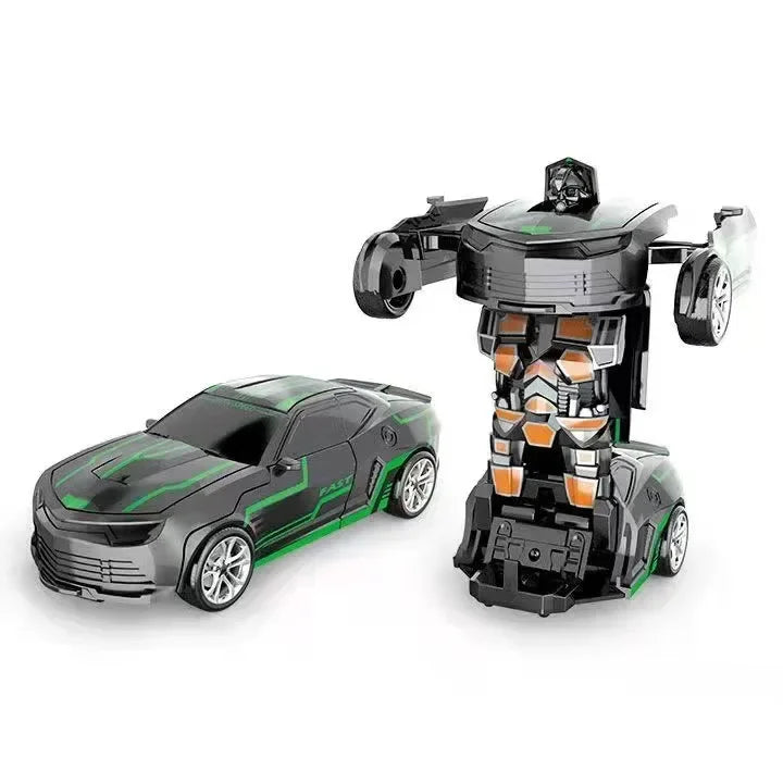 Coche de juguete de cambio de forma de impacto inercial para niños, robot Autobot de cambio de forma con un solo botón, rompecabezas de cambio de forma, colisión