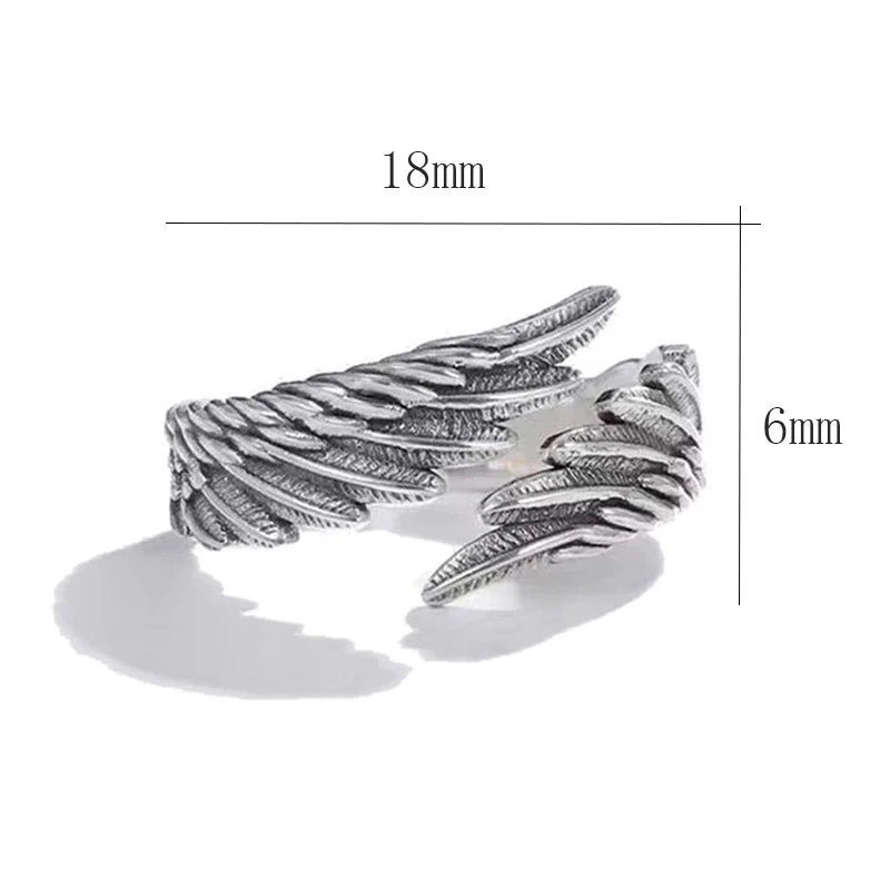 2Pcs Vintage Rings for Men Women Bat Wing Demon Eye Hip Hop Adjustable Retro Silver Color Daily Party Jewelry