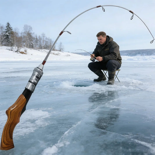 Canne à Pêche sur Glace Portable Détachable — Ultralégère & Sensible Hiver