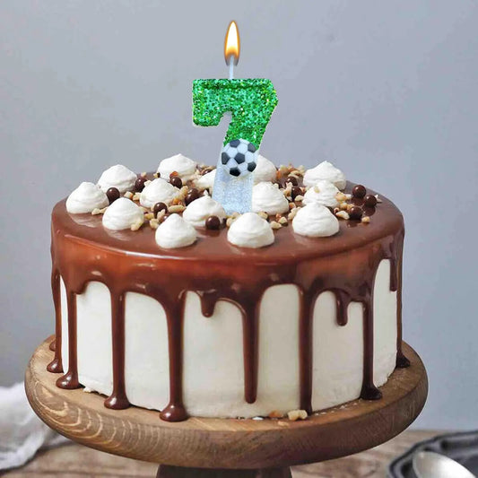 Velas de número de cumpleaños de fútbol, números de velas para pasteles, velas decorativas, decoración de adorno de pastel para cumpleaños