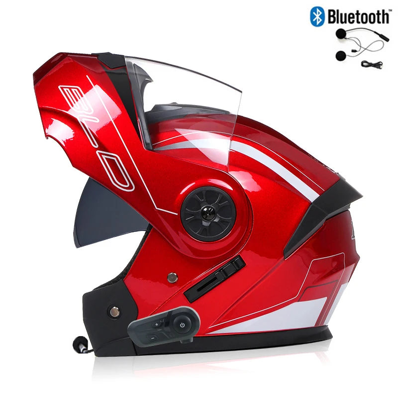 Casque Moto Bluetooth Intégral Homme — Motocross Rabattable Certifié DOT