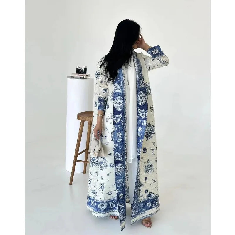 KAF femmes mode Abaya Vintage imprimé Cardigan conception ample grande taille élégante femme luxe Robe printemps automne modèle