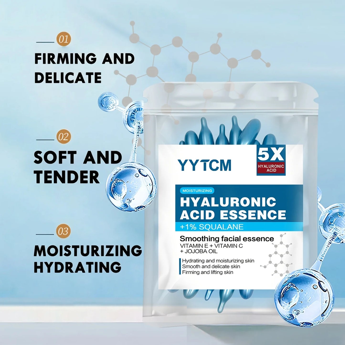 Hyaluronic Acid Deep Hydrating Capsule Essence, Moisturizing and Brightening Skin Essence (0.4g x 30 capsules)/bag -1 bag