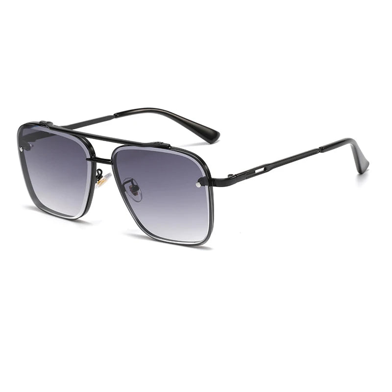 Nuevas gafas de sol degradadas para hombre, moda, metal, montura grande, gafas de sol, marca de lujo, Lunette De Soleil Homme