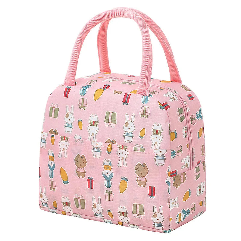 Sac à lunch en toile isotherme portable pour femmes et enfants, motif fonctionnel, glacière, nourriture thermique, sacs de pique-nique