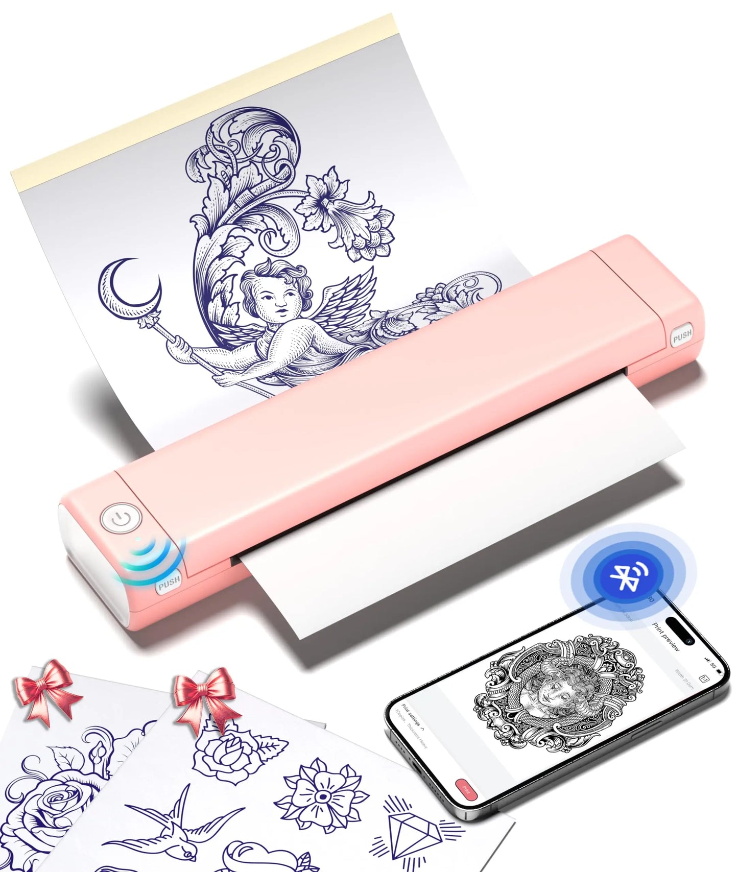 Phomemo – Bluetooth Tattoo Stencil Printer, M08F Wireless Tattoo Transfer Machine with 10 Free Transfer Papers, for Artists and Beginners