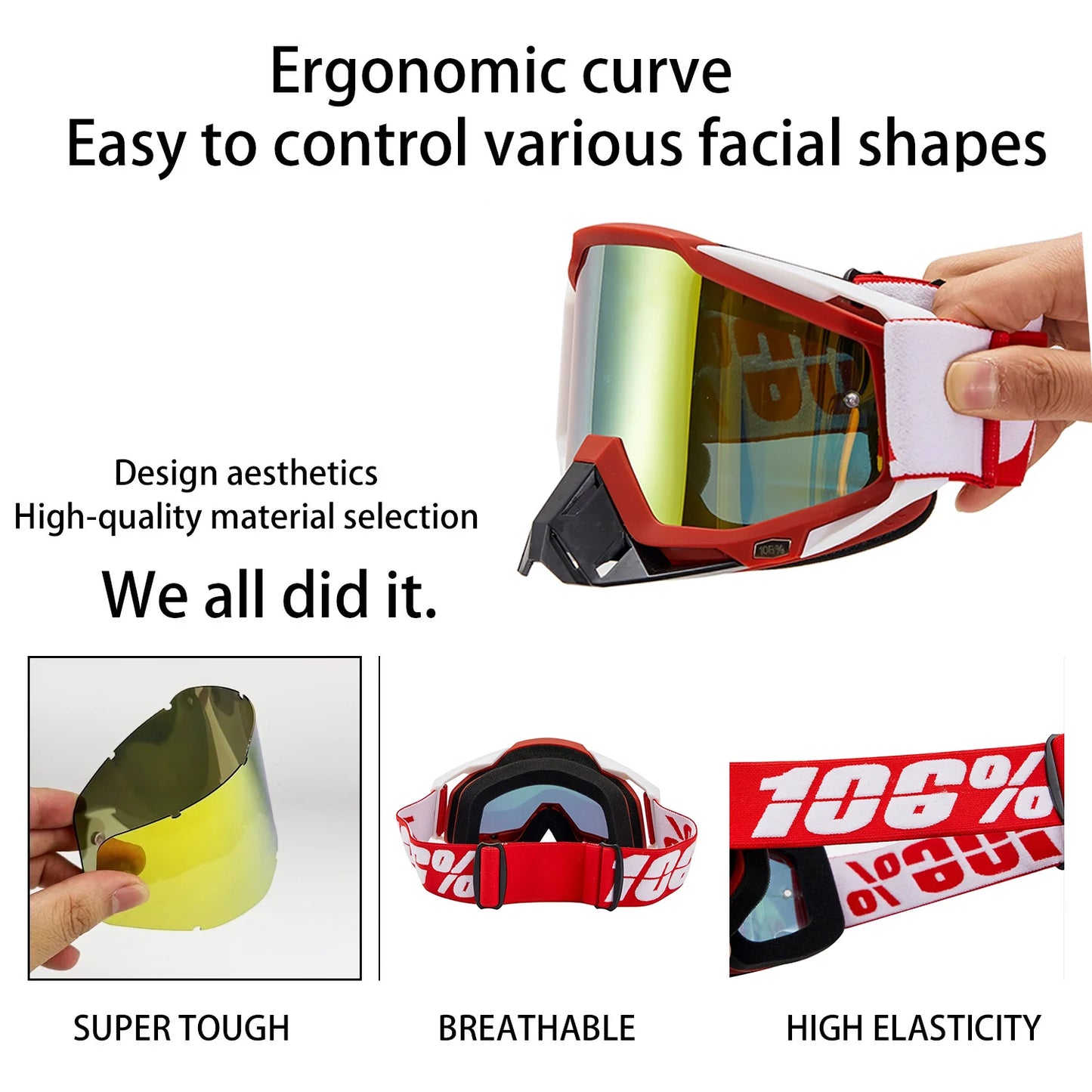 Gafas de sol para motocross, gafas de sol resistentes al viento e inastillables para ATV, RL y deportes todoterreno