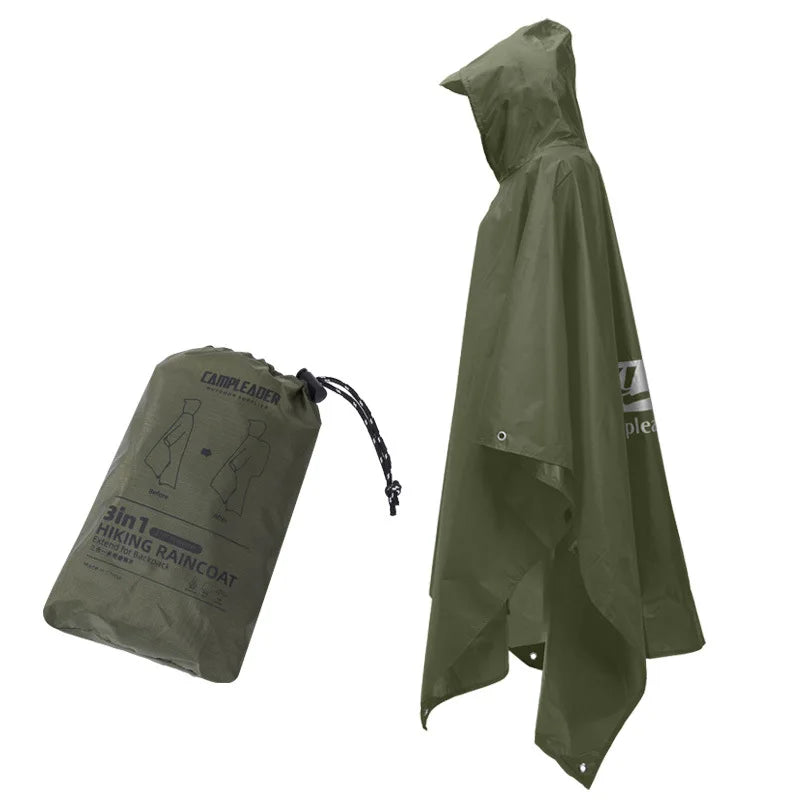 Manteau imperméable d'extérieur 3 en 1, manches longues à capuche, Poncho de pluie imperméable pour moto, Camping, randonnée, voyage, tente