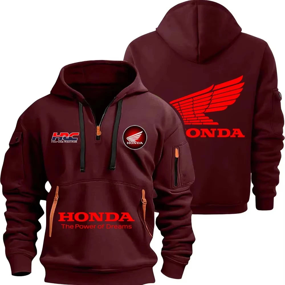 Sudadera con capucha y cremallera Honda para entusiastas de los deportes al aire libre 2025, nueva moda para hombre y mujer, bolsillo con media cremallera, sudadera con capucha para primavera y otoño