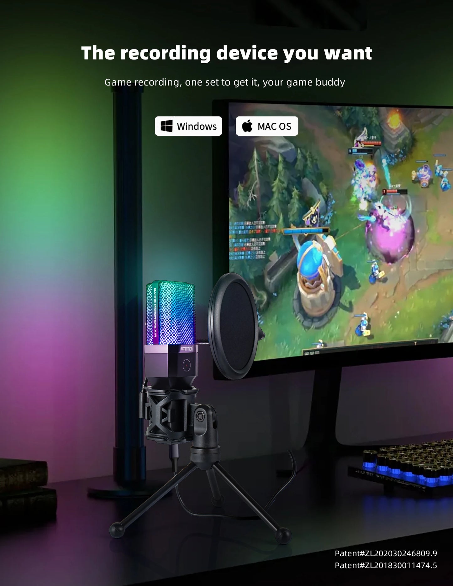 Microphone USB à condensateur pour gaming et podcast – Micro filaire pour PC, streaming et karaoké