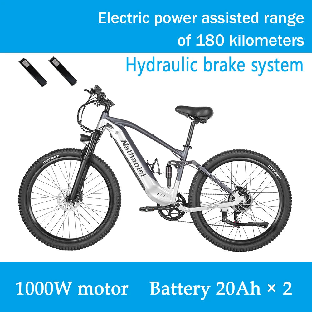 VTT Électrique 1000W 27,5 Pouces 45Ah — 7 Vitesses 45 km/h Adulte Plein Air