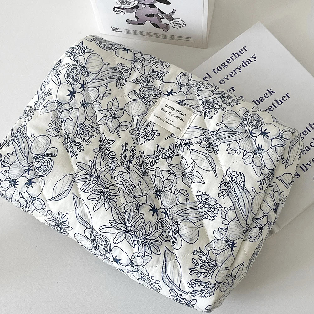 Sac Cosmétique Vintage Fleurs Femme — Trousse Maquillage Voyage Matelassée