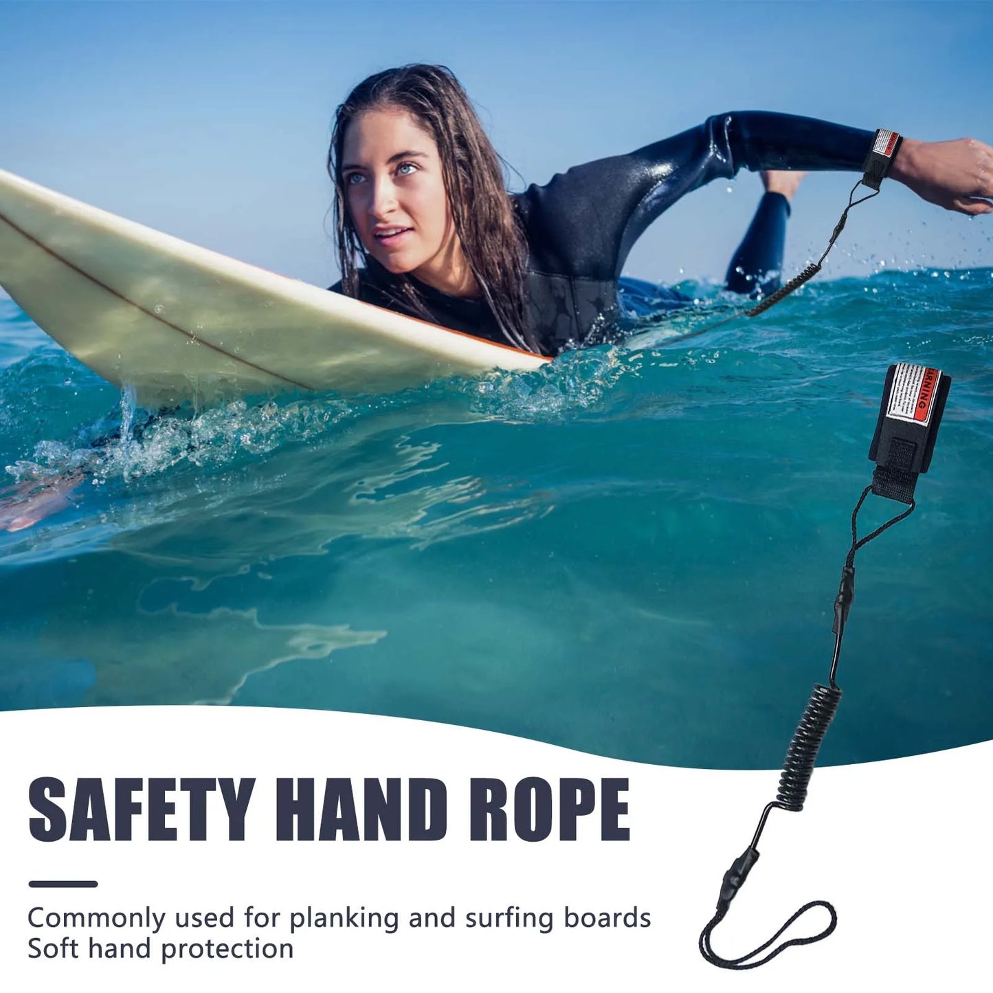 1 pieza nueva y caliente, correa de surf de seguridad con cordón para la mano y correa de tobillo simple, correa en espiral adecuada para olas pequeñas y medianas