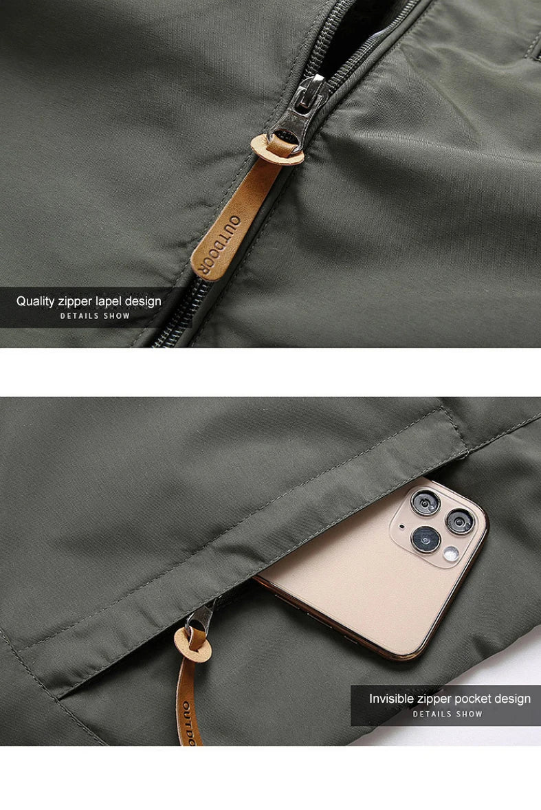 Vestes coupe-vent imperméables pour hommes et femmes, veste tactique décontractée pour randonnée, multi-poches, à capuche, pour la pêche