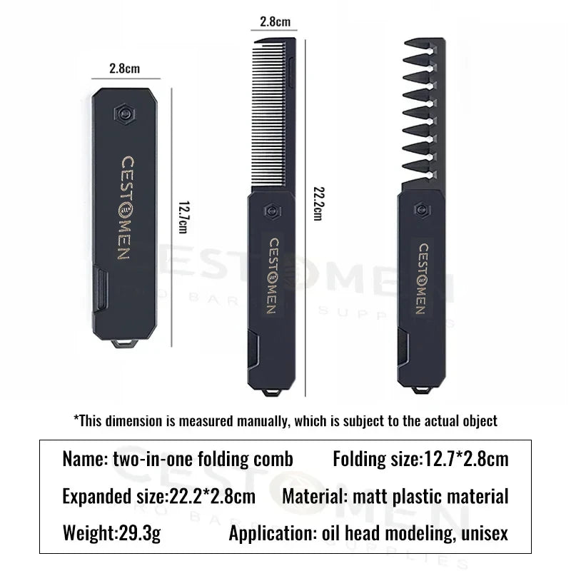 Nouveau 1/2/3 en 1 peignes pliants de poche en plastique à dents larges tête d'huile peigne barbe peignage barbier tondeuse peigne Salon outils de coiffure