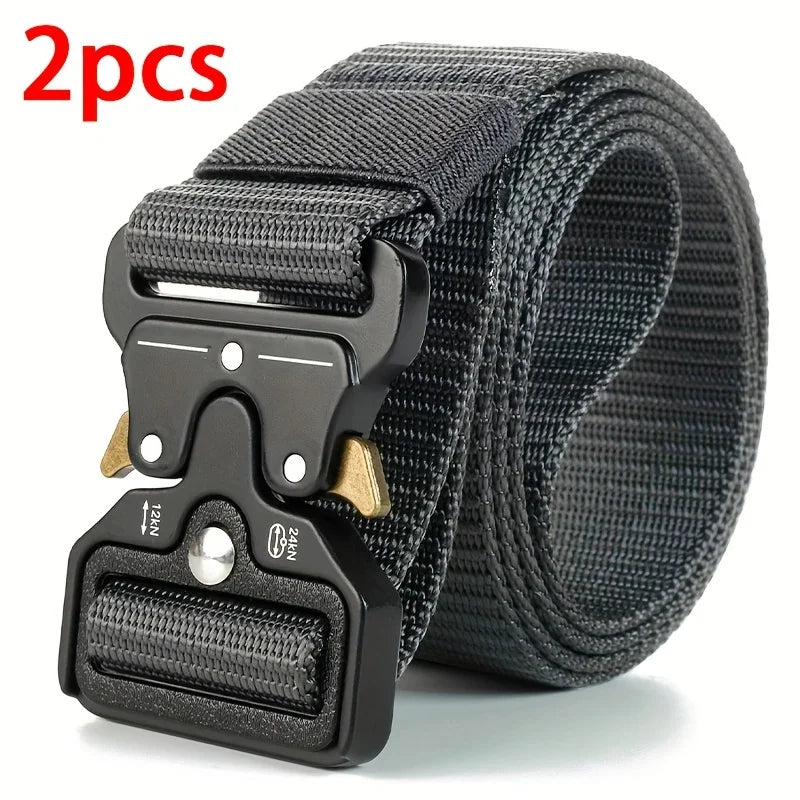 Cinturones tácticos multiusos para hombre, duraderos, diseño ajustable, para entusiastas de los deportes al aire libre, combina con jeans, para hombres y mujeres, 1 pieza/2 piezas
