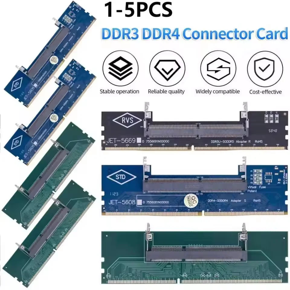 Ordinateur portable vers ordinateur de bureau SO-DIMM vers PC carte DIMM DDR3 DDR4 DDR5 mémoire RAM adaptateur de mémoire ordinateur portable de jeu RAM connecteur carte mémoire bâton